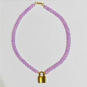Lilac Beaded Lock Necklace